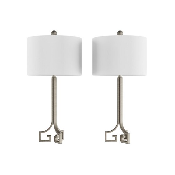 Hastings Home Greek Key Lamps - Set Of 2, Silver